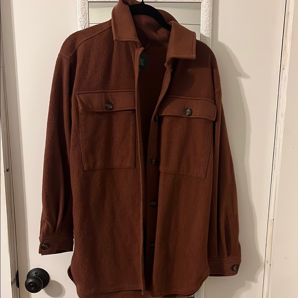 Wild Fable Brown Lightweight Shacket Sweater